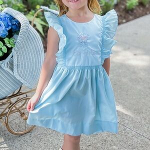 Classic Blue Ruffle Sleeve Girls' big sister Dress